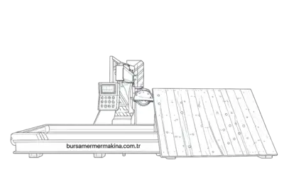 Tam Otomatik 45–90° Kapalı Ray Damperli Mermer & Granit Kesme Makinası