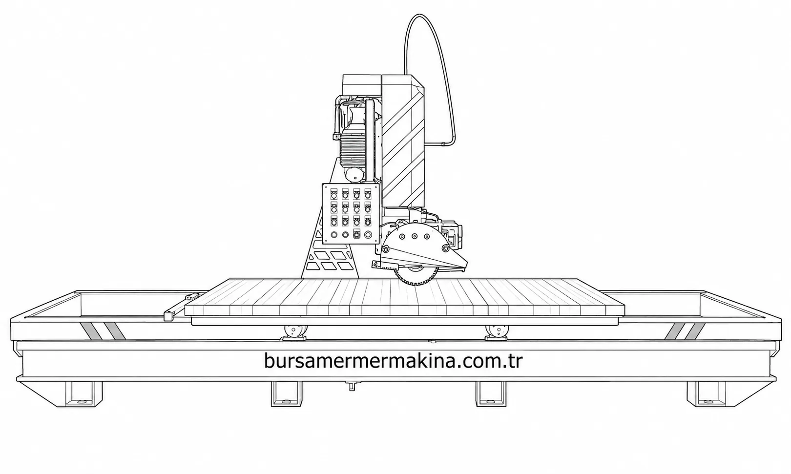 Yarı Otomatik 45–90° Kapalı Ray Mermer & Granit Kesme Makinası